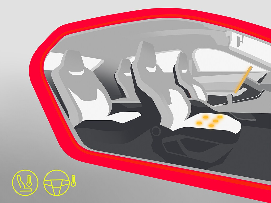 interior design view of the seat ibiza that allows a safer and warmer driving experience, thanks to the winter pack. 